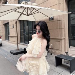 đầm lụa trắng hồng