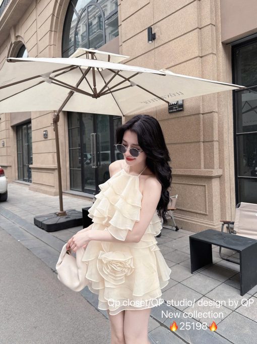 đầm lụa trắng hồng