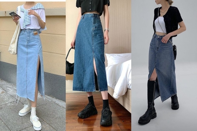 chân váy jean dài 2007 clothing