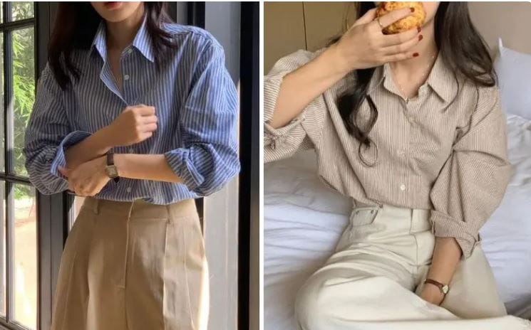 set sơ mi kẻ sọc 2007 clothing